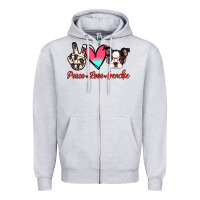 Heather Grey Peace Love Frenchie Zipper Hoodie - Jasminsmagicworld