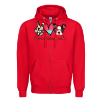Red Peace Love Frenchie Zipper Hoodie - Jasminsmagicworld
