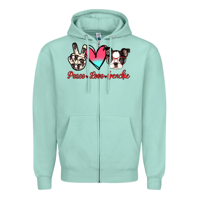 Peace Love Frenchie Zipper Hoodie by Jasminsmagicworld | Teevron