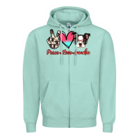 Seafoam Peace Love Frenchie Zipper Hoodie - Jasminsmagicworld