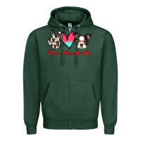 Sports Green Peace Love Frenchie Zipper Hoodie - Jasminsmagicworld