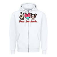 White Peace Love Frenchie Zipper Hoodie - Jasminsmagicworld