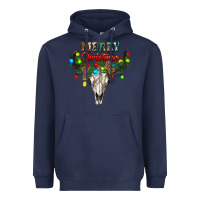 Navy merry christmas bull skull Heavyweight Hoodie - RanaPortraitStore