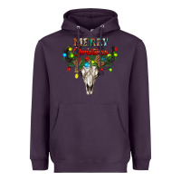 Plum merry christmas bull skull Heavyweight Hoodie - RanaPortraitStore