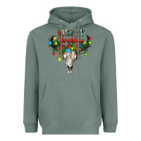 Sage merry christmas bull skull Heavyweight Hoodie - RanaPortraitStore