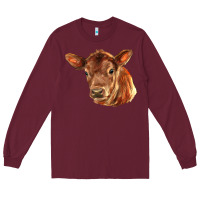 Burgundy red angus calf face Long Sleeve Tee - LillyAllenDesigns