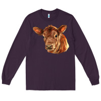 Plum red angus calf face Long Sleeve Tee - LillyAllenDesigns