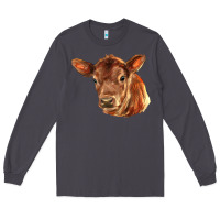 Smoke red angus calf face Long Sleeve Tee - LillyAllenDesigns