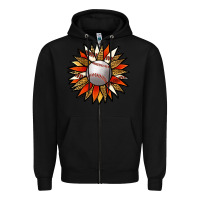 Black Baseball Sunflower Zipper Hoodie - Jasminsmagicworld