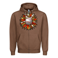 Chestnut Baseball Sunflower Zipper Hoodie - Jasminsmagicworld