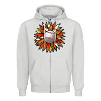 Dove Grey Baseball Sunflower Zipper Hoodie - Jasminsmagicworld