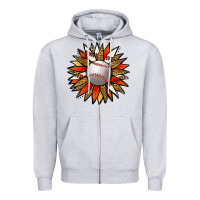 Baseball Sunflower Zipper Hoodie | Teevron