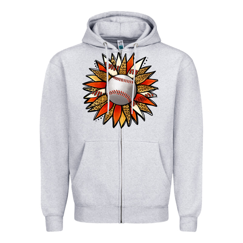 Baseball Sunflower Zipper Hoodie by Jasminsmagicworld | Teevron