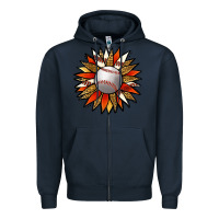 Navy Baseball Sunflower Zipper Hoodie - Jasminsmagicworld
