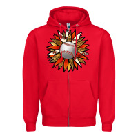 Red Baseball Sunflower Zipper Hoodie - Jasminsmagicworld