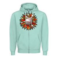 Seafoam Baseball Sunflower Zipper Hoodie - Jasminsmagicworld