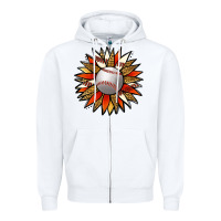 White Baseball Sunflower Zipper Hoodie - Jasminsmagicworld