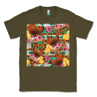 Army Green chicken and chicks with flowers seamless pattern Classic Tee - FaDigitalArtStudio
