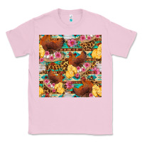 Bubblegum Pink chicken and chicks with flowers seamless pattern Classic Tee - FaDigitalArtStudio