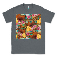 Charcoal Heather chicken and chicks with flowers seamless pattern Classic Tee - FaDigitalArtStudio
