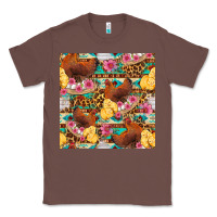 Chestnut chicken and chicks with flowers seamless pattern Classic Tee - FaDigitalArtStudio