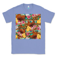 Colony Blue chicken and chicks with flowers seamless pattern Classic Tee - FaDigitalArtStudio