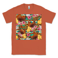 Copper chicken and chicks with flowers seamless pattern Classic Tee - FaDigitalArtStudio