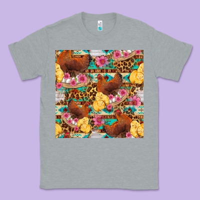 Chicken And Chicks With Flowers Seamless Pattern Classic Tee Designed By Fadigitalartstudio