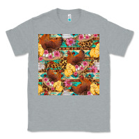 Heather Grey chicken and chicks with flowers seamless pattern Classic Tee - FaDigitalArtStudio