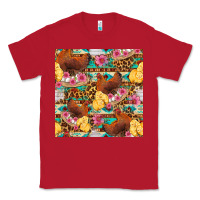 Red chicken and chicks with flowers seamless pattern Classic Tee - FaDigitalArtStudio