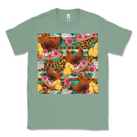 Sage chicken and chicks with flowers seamless pattern Classic Tee - FaDigitalArtStudio