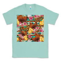 Seafoam chicken and chicks with flowers seamless pattern Classic Tee - FaDigitalArtStudio