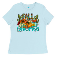 Baby Blue fall pumpkin art Ladies Tee - CowhideDigitalArt