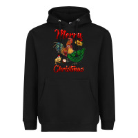 Black merry christmas chickens Heavyweight Hoodie - RanaPortraitStore