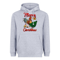 Heather Grey merry christmas chickens Heavyweight Hoodie - RanaPortraitStore