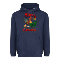 Navy merry christmas chickens Heavyweight Hoodie - RanaPortraitStore