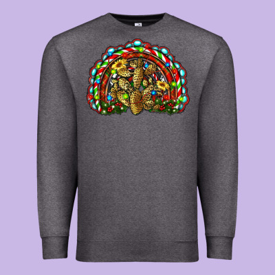Christmas Rainbow With Leopard Cactus Premium Sweatshirt Designed By Ranaportraitstore