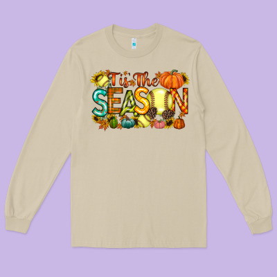 Tis The Season Softball Long Sleeve Tee Designed By Racoondesign
