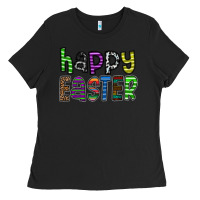 Black Happy Easter Ladies Tee - CowhideDigitalArt