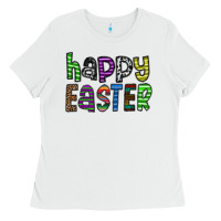 White Happy Easter Ladies Tee - CowhideDigitalArt