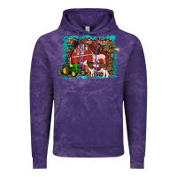 Cloud Purple farm life tractor cow pig rooster Vintage Hoodie - Artiststas