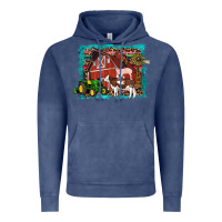 Vintage Denim farm life tractor cow pig rooster Vintage Hoodie - Artiststas