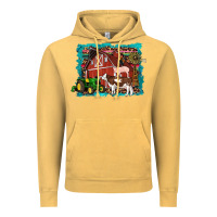 Vintage Mustard farm life tractor cow pig rooster Vintage Hoodie - Artiststas
