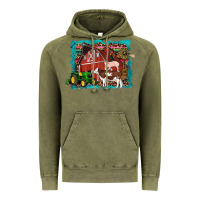 Vintage Olive farm life tractor cow pig rooster Vintage Hoodie - Artiststas