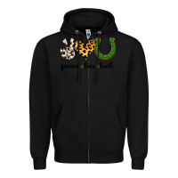 Black Peace Love Luck Zipper Hoodie - Jasminsmagicworld