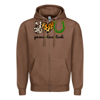 Chestnut Peace Love Luck Zipper Hoodie - Jasminsmagicworld
