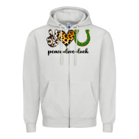Dove Grey Peace Love Luck Zipper Hoodie - Jasminsmagicworld