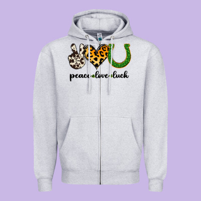 Peace Love Luck Zipper Hoodie Designed By Jasminsmagicworld