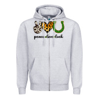 Heather Grey Peace Love Luck Zipper Hoodie - Jasminsmagicworld