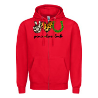Red Peace Love Luck Zipper Hoodie - Jasminsmagicworld